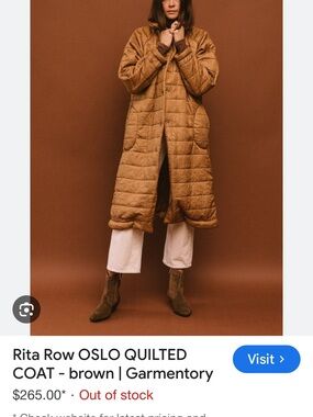 Rita Row Oslo Quilted Long quilted Coat - Brown unisex